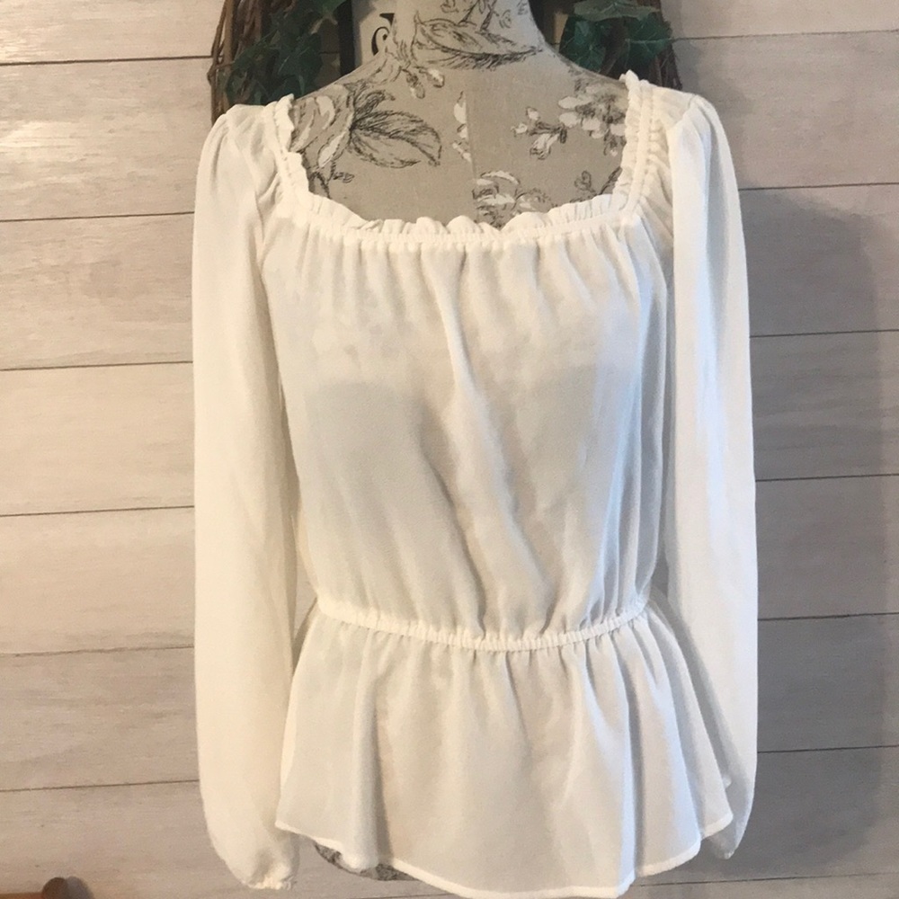 🆕 Michael Kors Off White Peplum Top S